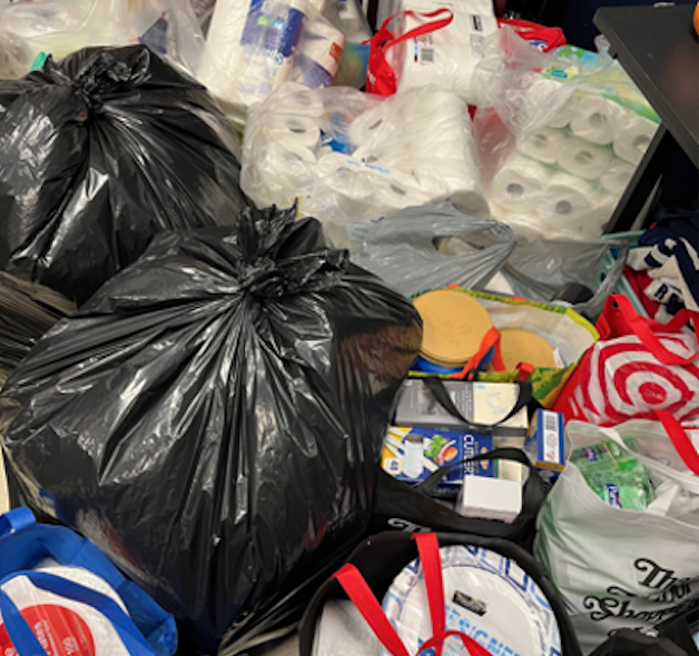 A sampling of the essential items that members of the Bridges club collected and donated to the Homeless Solutions center in Morristown before Thanksgiving. Club members are currently working on a holiday cheer letter writing campaign for residents of local assisted living facilities.