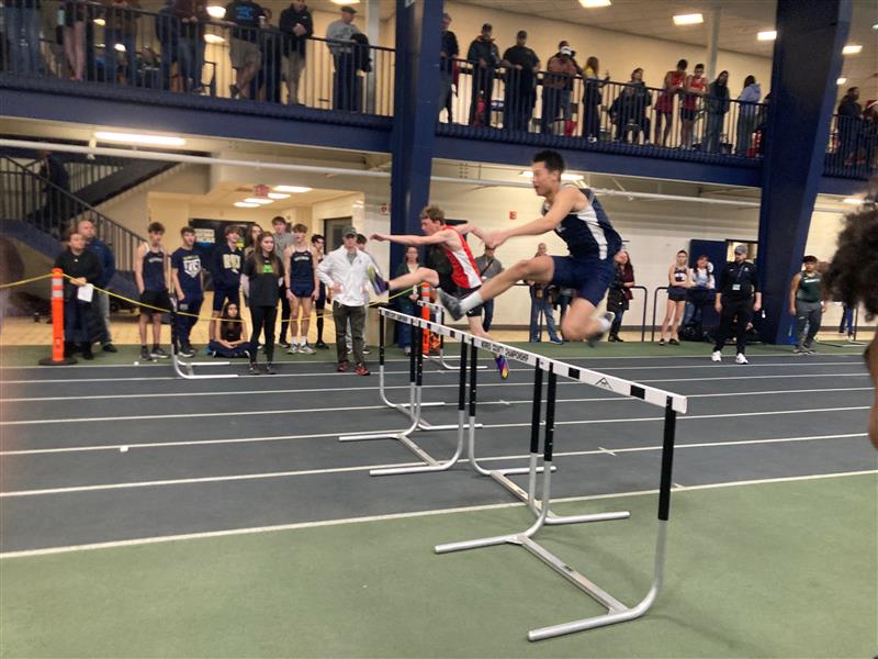Austin Zhu helps Randolph place second in shuttle hurdle relays at the Wayne Gardiner Holiday Relays, held at Drew University on Saturday, Dec. 17. 