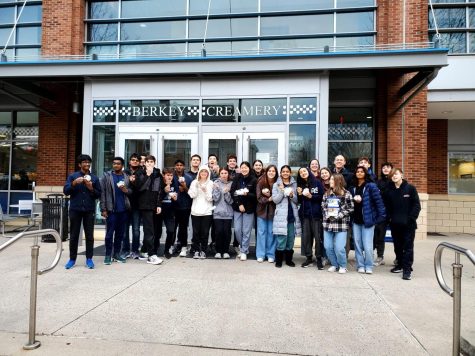 The Science Olympiad team stops at Penn States Berkey Creamery following a successful day of competition on Jan. 14, 2023.