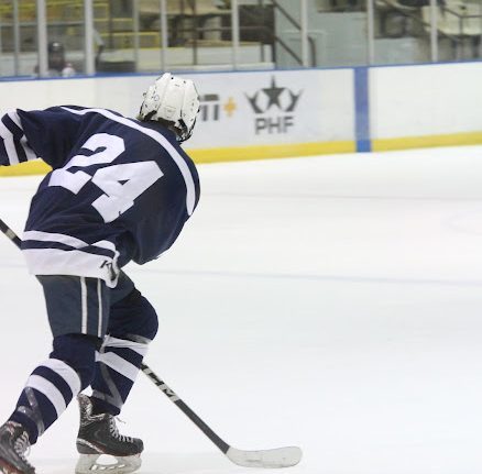 Randolph Boys Ice Hockey has made it to the Mennen Cup finals after beating Morristown Beard, 5-2, on Feb. 10, 2023. Shown here, Ram Jack Barry skates up the ice in a prior game against Mo Beard.