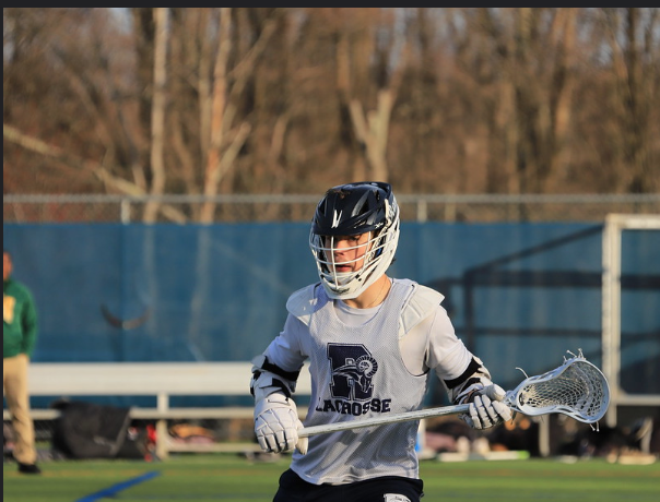 Junior Ethan Braun defends the goal in a scrimmage against Montgomery, with the Rams winning, 22-1, on March 29, 2023. The Rams have won all four pre-season scrimmages so far by dominant margins. The season opener against Delbarton is on Monday, April 3, at 4:00 p.m. on DaSilva.  