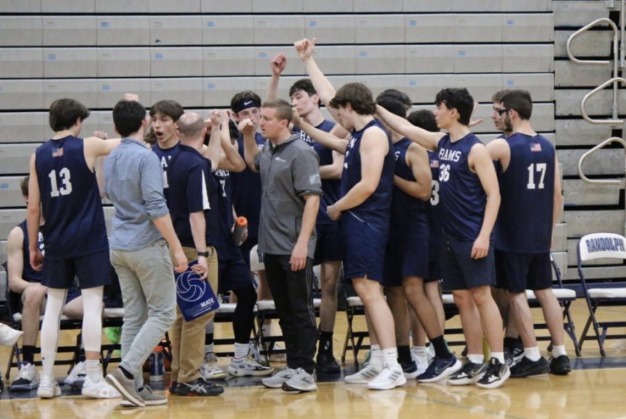 Randolph+Boys+Volleyball+is+enjoying+an+11-game+winning+streak%2C+an+undefeated+record%2C+13-0+in+the+NJAC%2C+and+top+standings+in+the+division%2C+conference+and+overall.+The+team+faces+Pope+John+tomorrow%2C+May+16%2C+in+the+NJAC+quarterfinals.+Pictured%3A+Boys+Volleyball+ends+a+timeout+against+Morristown+on+Wednesday%2C+April+26%2C+2023.