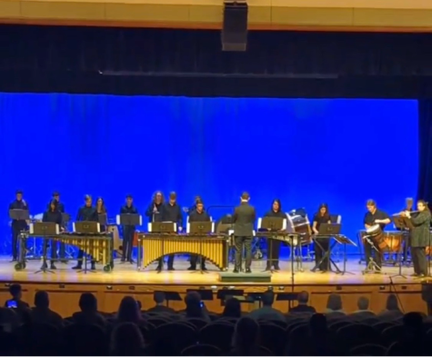 The RHS Percussion Ensemble, directed by Anthony Eskin, performs at the Evening of Percussion Concert on Thursday, May 11, 2023 in the high school auditorium. 
