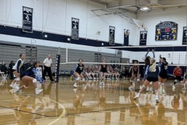 Despite valiant efforts by the Rams, including Co-Captain Caitlin Sciubba (at left, lunging to pass the ball to her teammates), Randolph lost to Hackettstown, 2-1, on Senior Night, Tuesday, Sept. 26, 2023. 