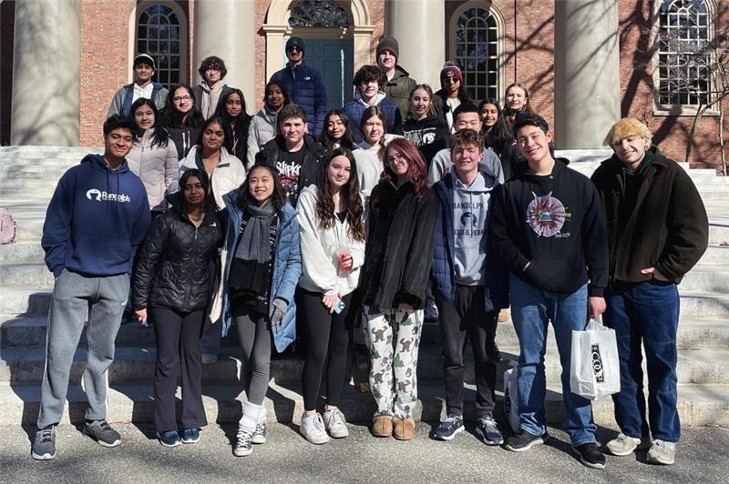 Randolph Speech & Debate strikes a pose while on campus for the Harvard University International Tournament, held over Presidents Day weekend, February 16 - 19, 2024. 