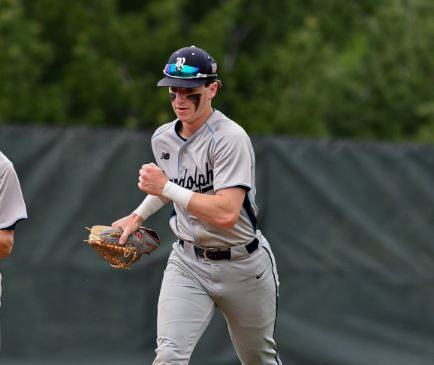 The Rams suffered a 2-0 loss to Delbarton in the Morris County Tournament (MCT) semifinals on Saturday, May 11. Pictured is Randolph senior outfielder Ethan Gorman, running in after the last out of the inning. 



