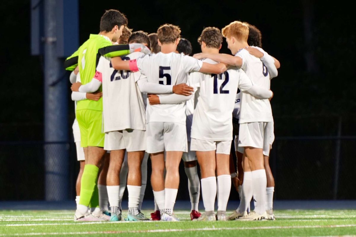 The Rams huddle up before winning 2-1 @ Roxbury on Tuesday, September 24.
 