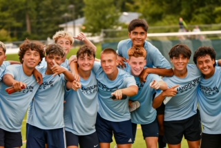 Rams strike a pose after a scrimmage against Seton Hall Prep on Aug. 26, 2024.