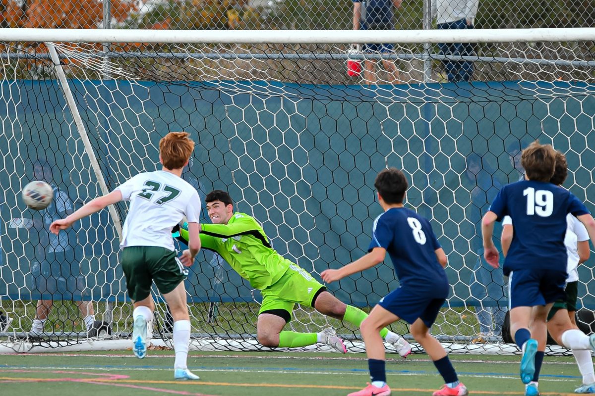 RHS October Athlete of the Month Gavin Vichengrad dives for the ball against Delbarton on October 21.