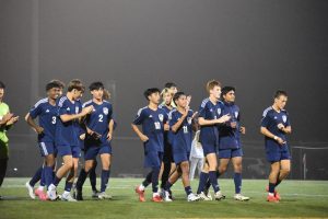 Boys Soccer thanks the fans for watching after the game against Scotch Plains-Fanwood ends in a 0-0 tie on Wednesday, October 23.