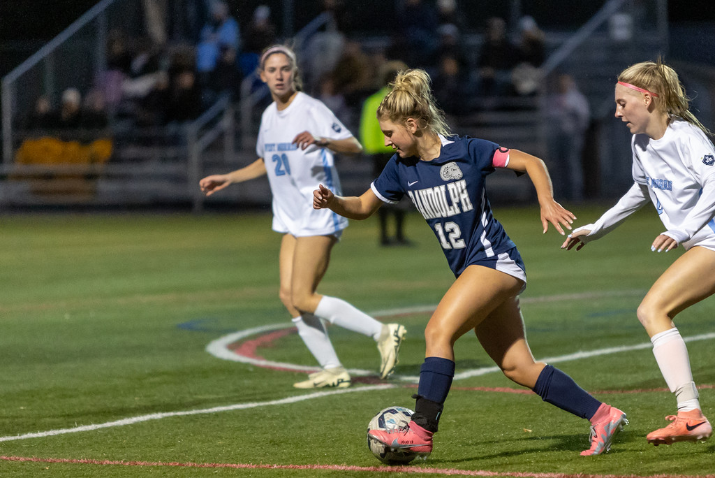 
JoJo DeNegri dribbles away from traffic in a conference game against West Morris Central on October 14.
