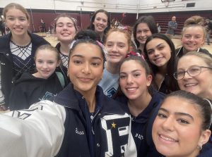 
The Gymnastics team is all smiles following the last meet of the season at state sectionals where the girls placed fourth. 
