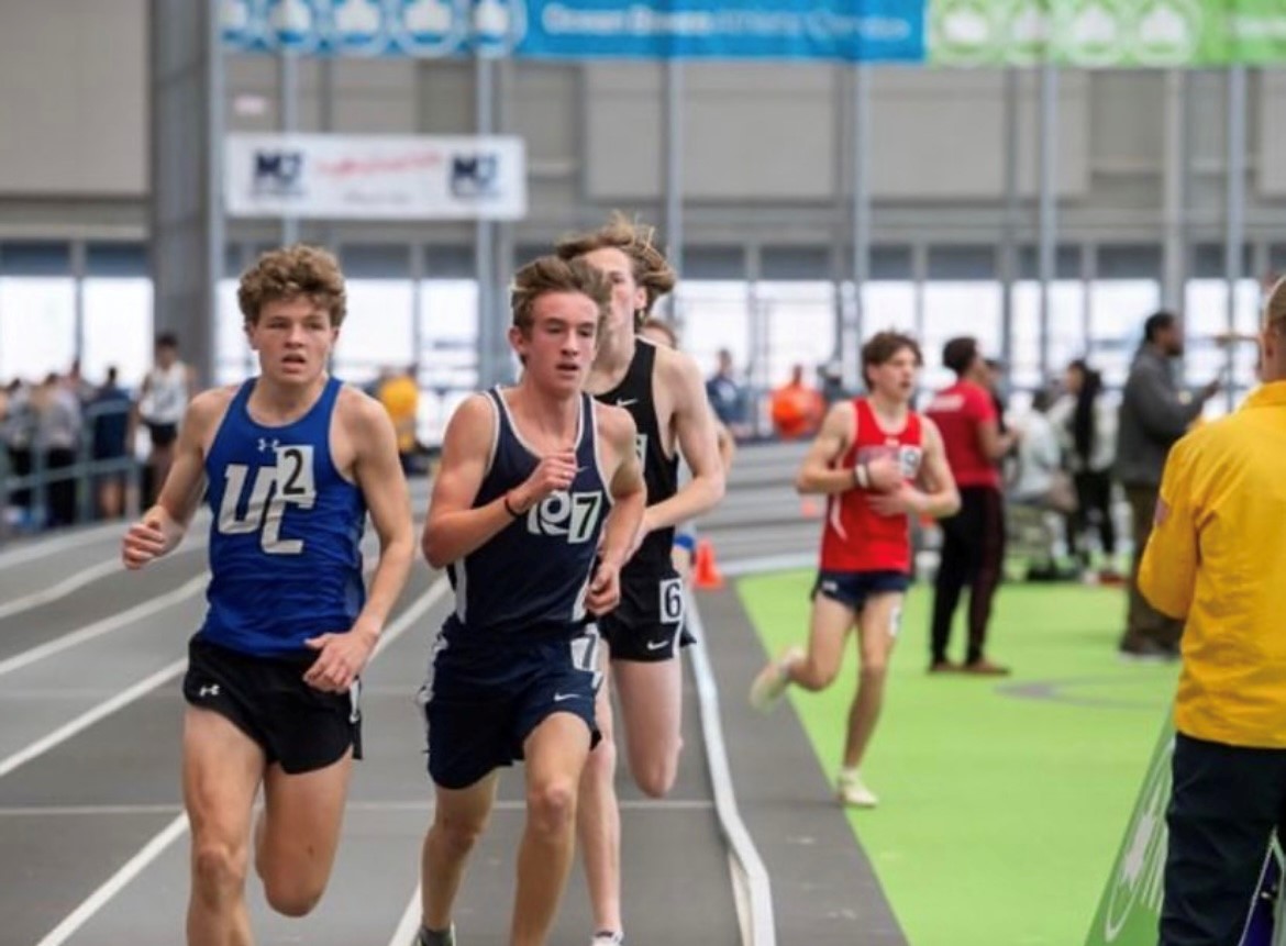 Senior Thomas Amato (front right), pictured at a meet from last season, and the rest of the Boys Winter Track and Field team hope to build on last year's success this coming season, which starts today, Wednesday, Dec. 11. 