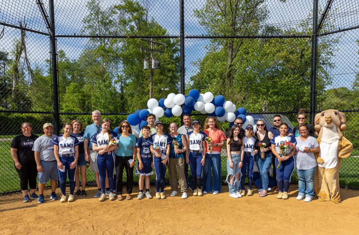 Randolph Softball seniors gather with their parents on Senior Night on Monday, May 12, 2025. 