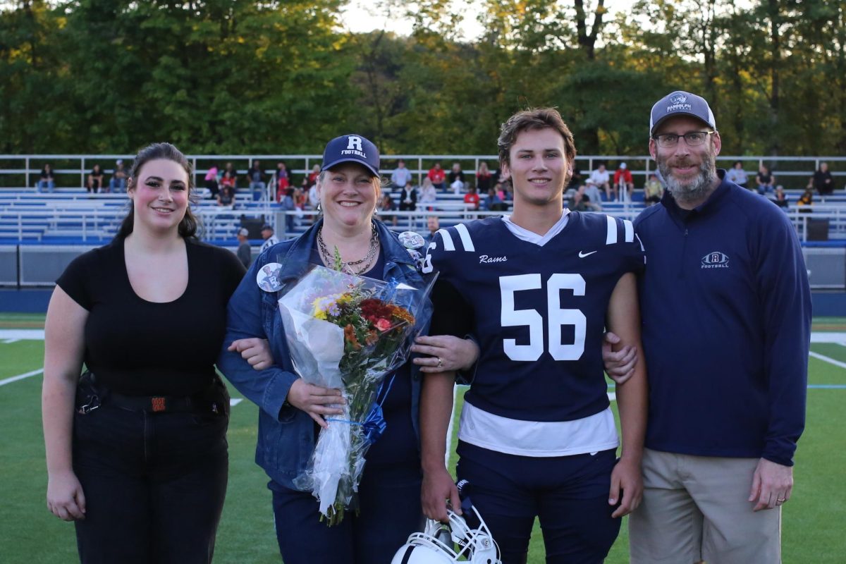 Andrew Zeidman celebrates Senior Night with his family at Bauer Field on Friday, Sept. 12, 2025. 