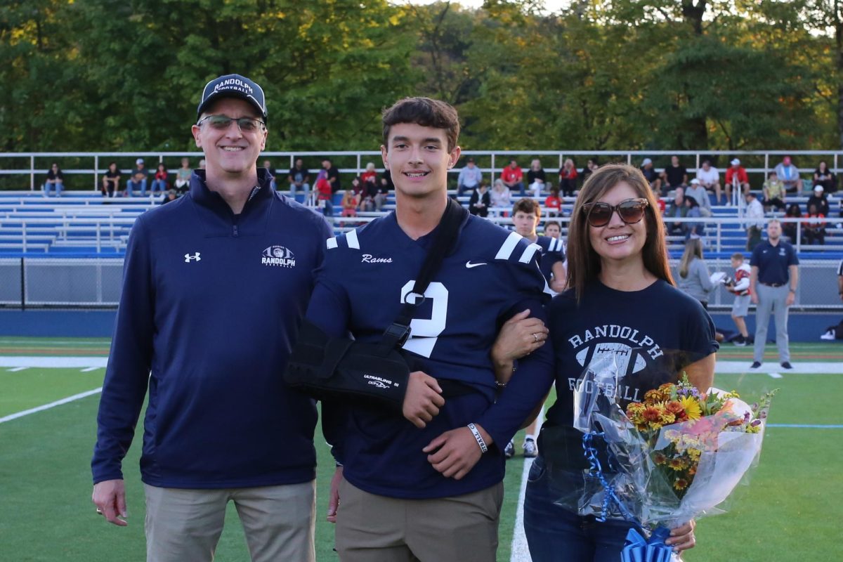 Joey Sommer celebrates Senior Night with his family at Bauer Field on Friday, Sept. 12, 2025. 