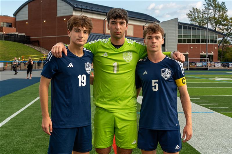 The senior Boys Soccer captains for 2025 (from left): Jake Rubin, Gavin Vichengrad and RJ Dougherty. 