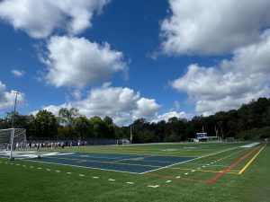 RHS became the first high school in New Jersey to install turf without rubber pellets, which is designed to better simulate real grass and stay cooler during early fall and spring weather.