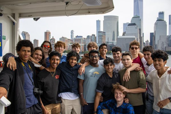 Class of 2026 students cruise on New York Harbor during the annual senior trip, Tuesday, Sept. 30, 2025.