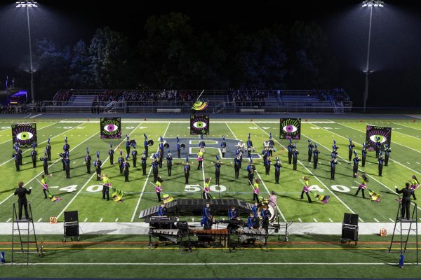 
The Randolph High School Marching Rams perform on Bauer Field during the 51st annual Under the Stars band competition, held Saturday, Sept. 27, 2025. 