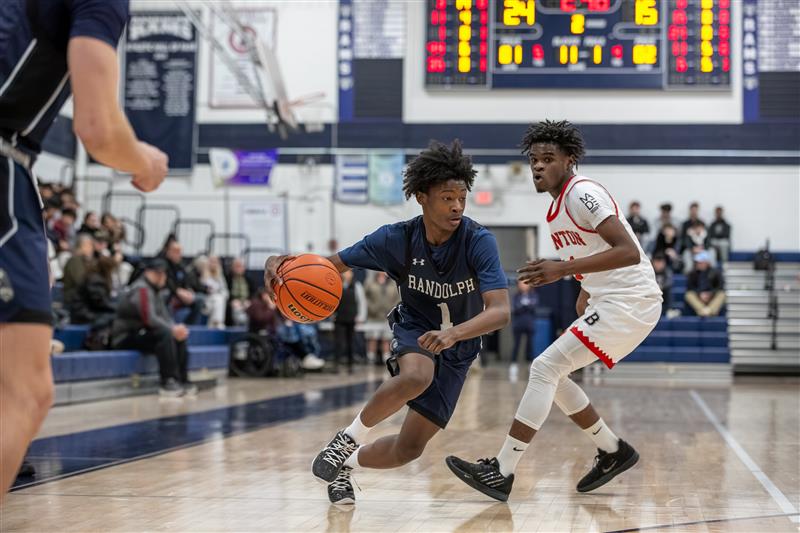 Ram Jordan Dixon drives by his Boonton opponent on the way to a 60-40 win for Randolph on Thursday, Jan. 15, 2026. 