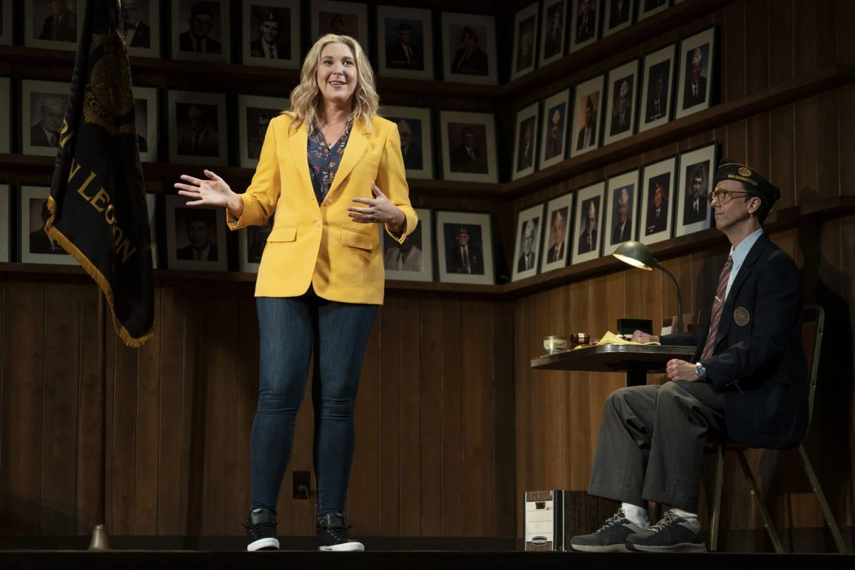 Heidi Schreck performs her Tony Award-nominated play “What the Constitution Means to Me,” at the Emerson Cutler Majestic Theatre on March 20, 2022. 