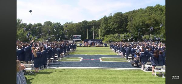 The Class of 2026 tosses their caps into the air as they conclude their journeys at RHS.